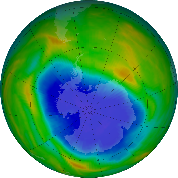 Antarctic ozone map for 25 September 1985